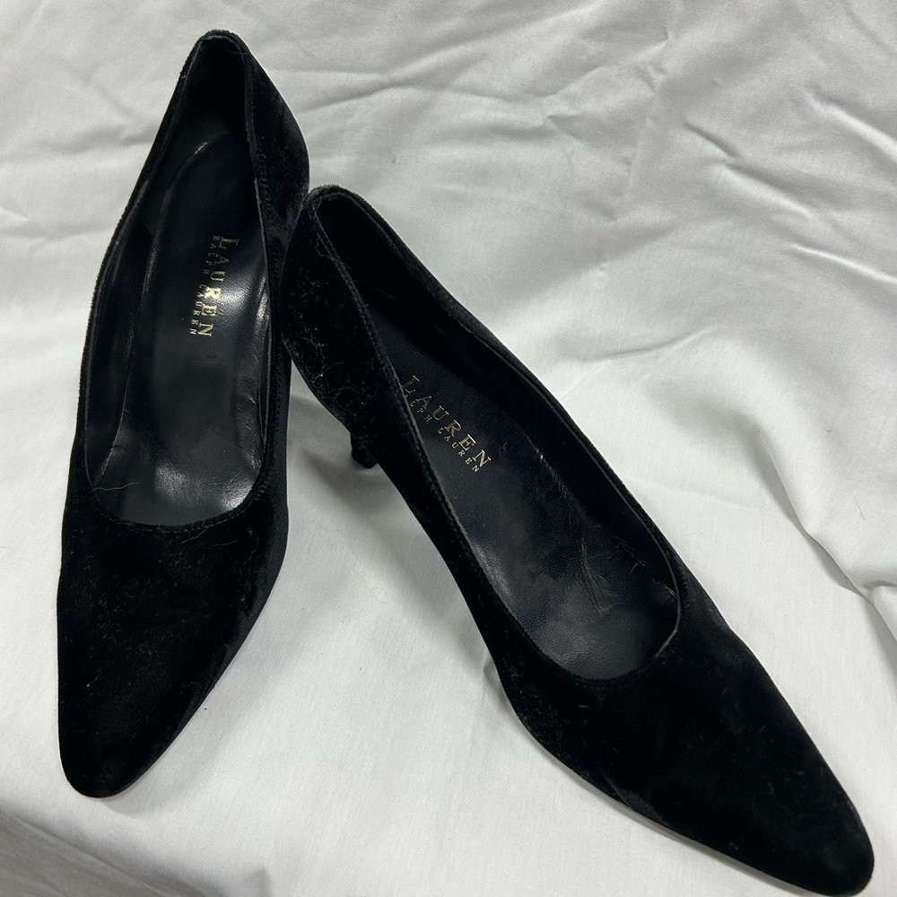Lauren Ralph Lauren Black Velvet Heels for Women